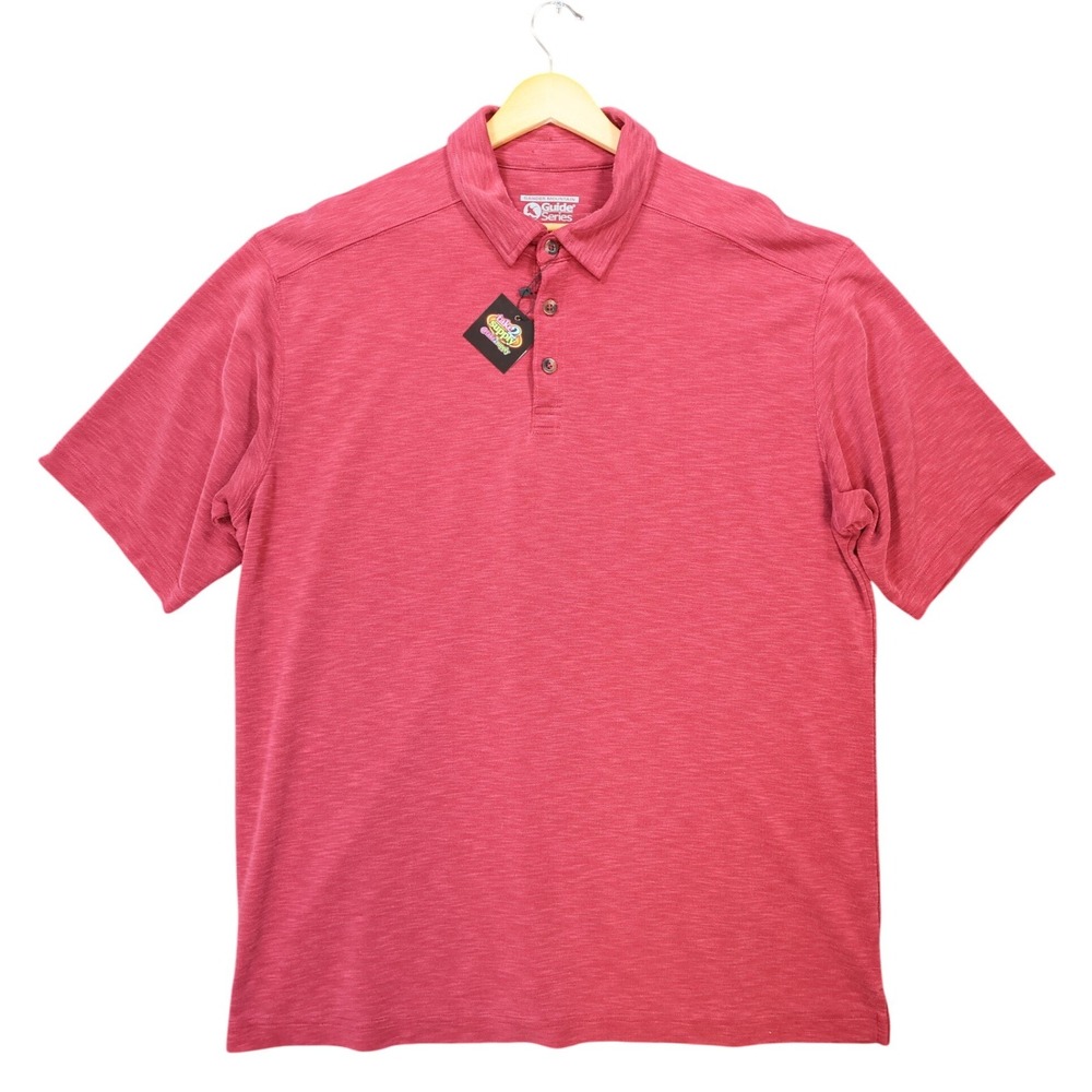 Gander Mountain Guide Series Polo Mens Large Red Excellent Slub Modal Blend